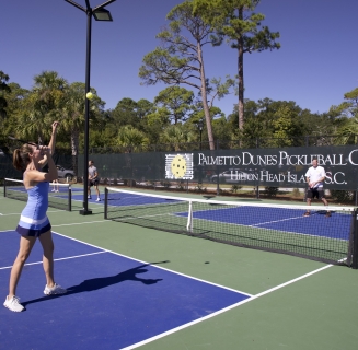 woman playing pickleball