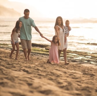 family on beach