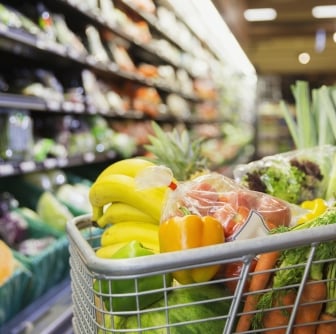 groceries in a cart