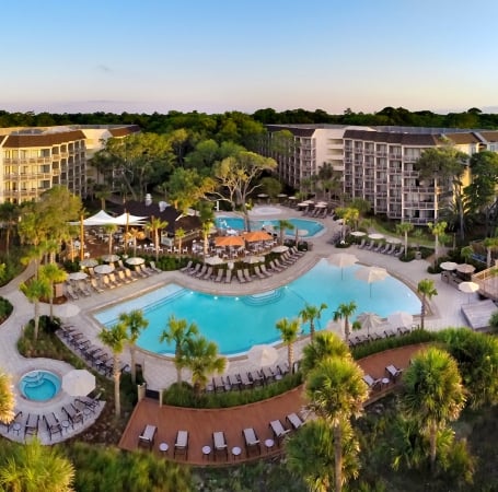 aerial view of the pool area at omni