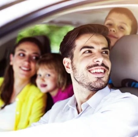 family in a car