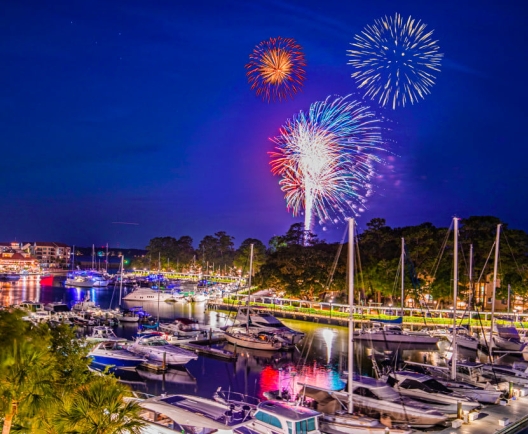 Fireworks over the marina