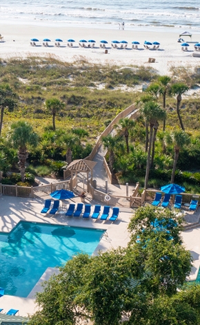 aerial view of pool and beach