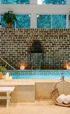 Spa with hot tub and candles 