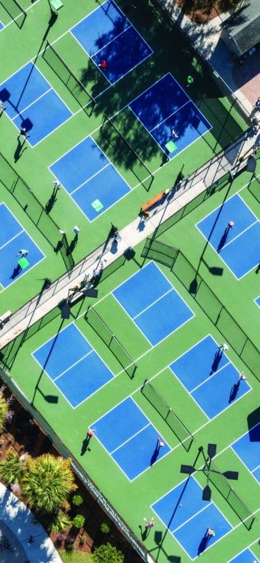 pickleball courts aerial shot 