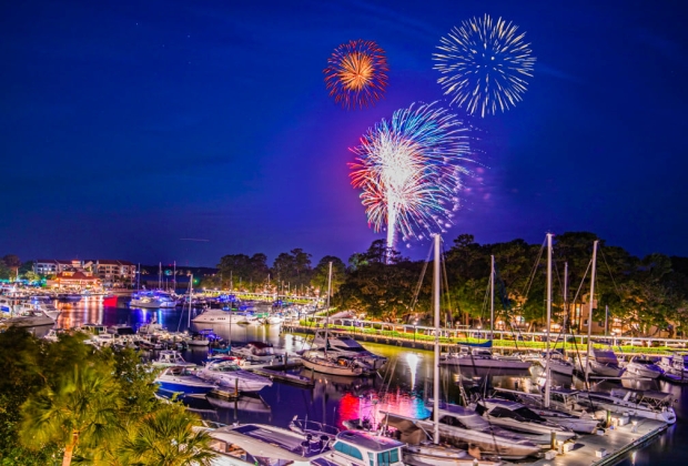 Fireworks over the marina