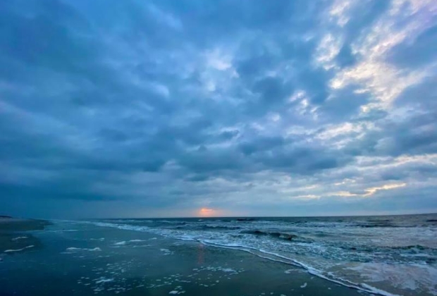 Beach and ocean at twilight