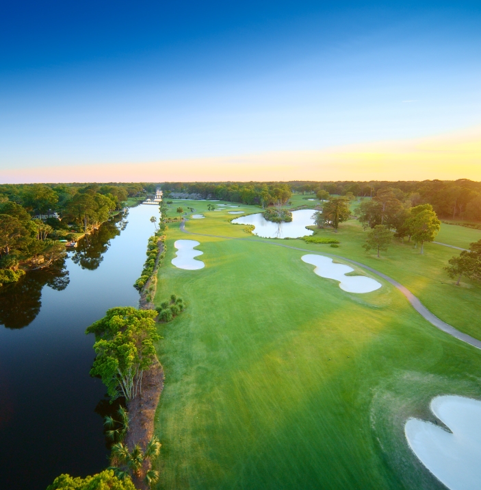 aerial view of hole 16 at goerge fazio course