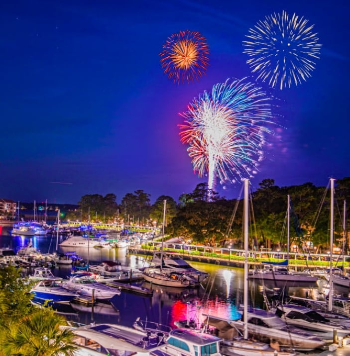 Fireworks over the marina