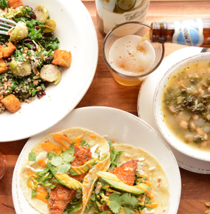 Spread of various food dishes