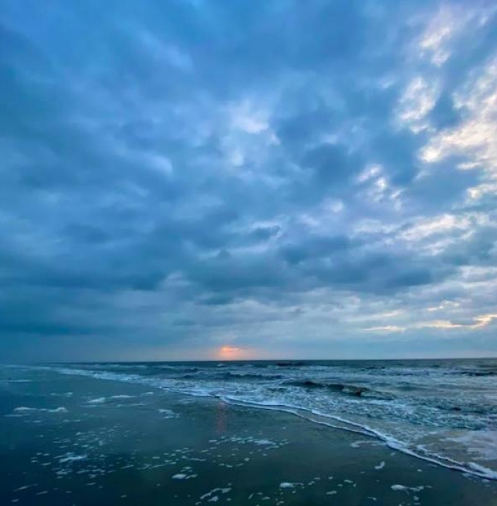 Beach and ocean at twilight